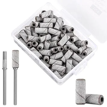 100PCS Nail Drill Bits Sanding Bands for Nail Drill – #150 Medium Grit Small Sanding Bands for Acrylic & Gel Nails, Manicure & Pedicure