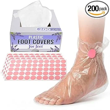 200 Pcs Plastic Socks for Moisturizing Feet – Leak-Proof Foot Gloves for Moisturizing, Ribbed Anti-Slip Design with 200 Stickers for Secure Fit – Paraffin Wax Bags | Self Care & Holiday Gifting