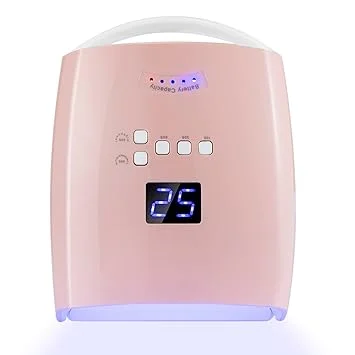 48W Rechargeable UV LED Nail Lamp,Cordless Professional Gel Nail Art Lights Manicure Tools for Home and Salon(Pink)