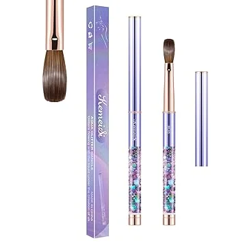 Acrylic Nail Brush Size #08, KEMEISI 100% Pure Kolinsky Nail Art Brushes Sturdy Handle Oval Shaped Acrylic Powder Nail Design Tools for Professional Manicure DIY Home Salon (Purple)