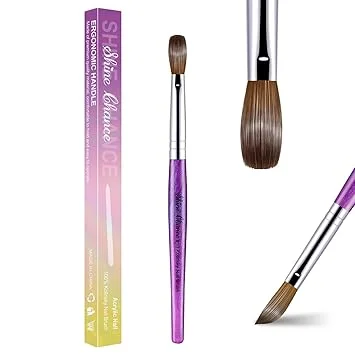 Acrylic Nail Brush Size 10, 100% Pure Kolinsky Nail Brush for Acrylic Application, Professional Nail Extension Manicure Tool Nail Drawing Pen for DIY Home Salon(Purple)