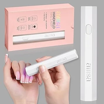 AILLSA Mini UV Light for Nails, Fast Drying Handheld LED Nail Lamp Small UV Gel Light Cordless Flash Cure Lamp Portable Single Finger Nail Lamp for Gel Nails (White)