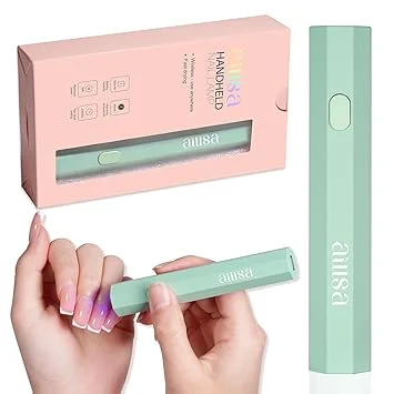 AILLSA Mini UV Light for Nails, Handheld Nail Lamps for Gel Polish, Portable Single Finger Flash Cure Lamp, Fast Drying (Green)