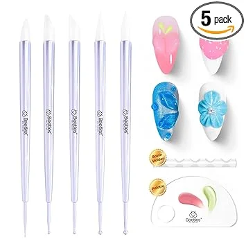 Beetles 5PCS Nail Art Dotting Tools Nail Art Sculpture Pen, Dual-Head Resin Nail Art Tools, Carving Drawing Tool, Silicone Brushes Set Pottery Clay Sculpting Tools Modeling Painting Tool DIY Art
