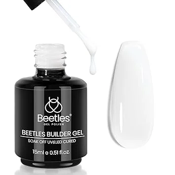 Beetles Builder Gel for Nails -0.5 oz 7 in 1 Milky White Gel,Nail Thickening Strengthening Building Apex for Beginner DIY Salon at Home,White Builder Nail Gel,UV & LED Lamp Cured Needed