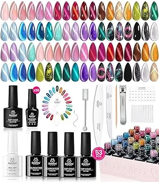 Beetles Cat Eye Gel Nail Polish Set - 36 Colors Gift Spree Red Purple Brown Green Burgundy Magnetic Gel Polish Kit Base Glossy Matte Top Coat Soak off UV DIY Salon Nail Art Gift for Women