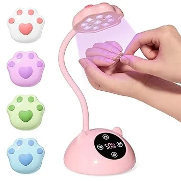 Beetles Flash Cure Nail Lamp - Meowgic StrawPurr UV Nail Lamp Gooseneck Rechargeable Cordless LED Nails Light with 3 Timer Countdown Display for Gel Polish Nails Tips Smart Sensor Mini Curing Lamps