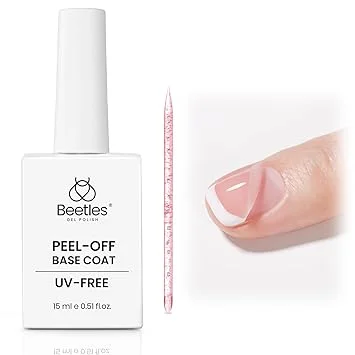 Beetles Peel Off Base Coat for Gel Nail Polish – 15ml No Lamp Air Dry Base for Nail Practice, Beginner Friendly, Easy Removal Gentle Formula for Press On Nails and DIY Nail Art
