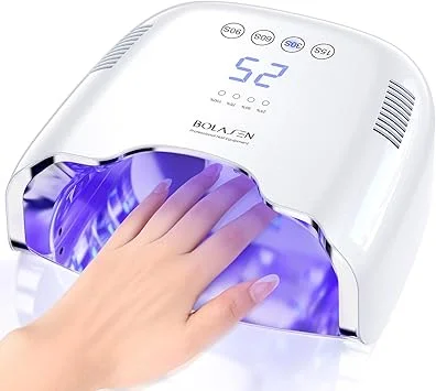 BOLASEN Cordless Rechargeable UV Nail Lamp - UV Light for Gel Nails with Metallic Reflector & Metal Base, 54W Portable Wireless LED Nail Dryer, Professional Fast Charger Curing Lamp for Salon, White