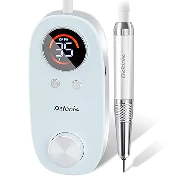 Delanie Rechargeable Nail Drill for Acrylic and Gel Nails 35000 RPM, Efile Nail Drill Professional with 5000mAh Battery, Portable Electric Nails Drill with Coreless Motor for Manicure Pedicure, Blue