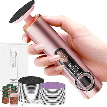 Electric Foot Callus Remover Rechargeable, Professional Pedicure Tools for Feet with 40PCS Sandpaper Discs, Adjustable Speed Heel Scraper for Cracked Heels, Foot Care Scrubber File for Dry Dead Skin