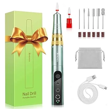 Electric Nail Drill Cordless, Professional Nail Drill Machine Rechargeable for Gel Acrylic Nails Polishing, 35000RPM Portable Nail File Electric for Manicure Pedicure Home Salon