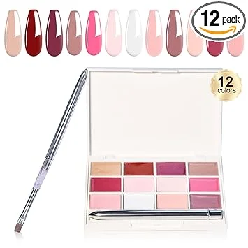 eodci Solid Gel Nail Polish,12 Colors Solid Cream Gel Polish Palette with Brush, Mud Pudding Nail Art Painting Manicure Kit, Nude Brown Pink Series For Lady's Day Gift