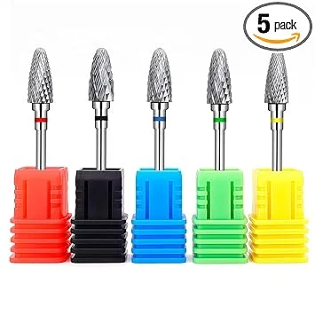 Fantexy Nail Drill Bits Set for Acrylic Nails,3/32 Inch Professional Tungsten Nail File Bits Nail Art Tools,Manicure Pedicure Shapen Remove Tools, Home Salon Use(5Pieces