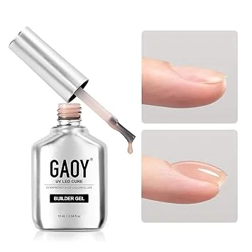 GAOY Builder Gel for Nails, 16ml Nail Strengthener in a Bottle, Nail Extension Hard Gel, Soak Off Long Lasting UV Light Cure, 1729 Nude Jelly, Base Coat Top Coat Needed