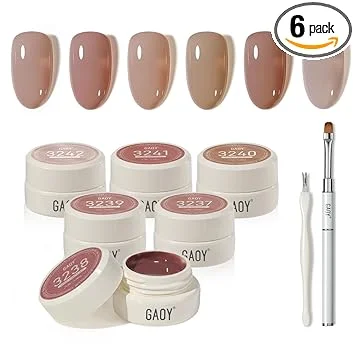 GAOY Natural Jelly Gel Nail Polish Set, 6 Colors Sheer Pink UV Gel Polish, for Salon Manicure & Nail Art DIY at Home, Nude Symphony