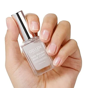 GELLEN Clear Nail Polish Base Coat Milky White Tint, Calcium-Formula Regular Nail Polish Strengthens Nails, Enhances Nails Natural Look, Quick Air Dry, TPO & Hema Free, Non-toxic
