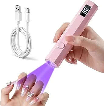 Handheld UV Nail Light for Gel Nails, Flash Cure Nail Lamp with LED Display, Mini Led Nail Lamp Pen Settings 20/60s Timer, Hand Held Nail Light for Glue Polish Home Salon DlY