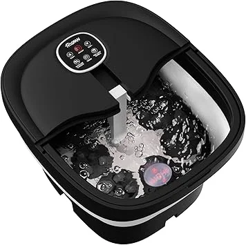 HOSPAN Collapsible Foot Spa Electric Rotary Massage, Foot Bath with Heat, Bubble, Remote, and 24 Motorized Shiatsu Massage Balls. Pedicure Foot Spa for Feet Stress Relief