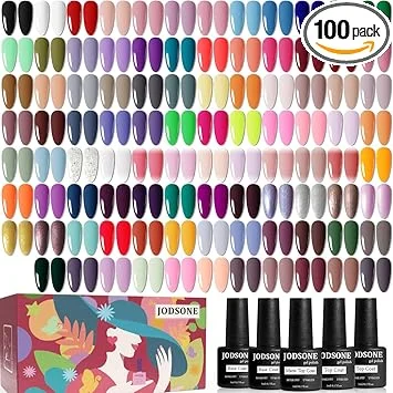 JODSONE 100 PCS (5 ml each) Gel Nail Polish Kit No Wipe Soak off Base Coat and Matte Glossy Top Coat Gel Polish Collections Gifts for Manicure Lovers