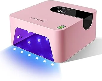 JODSONE U V Nail Lamp Rechargeable Portable with 3 Timers and LCD Display Screen for Cordless Nail Dryer Gel Pink