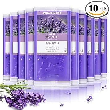 KARITE Paraffin Wax Refills, 10 Pack Lavender Scented Paraffin Wax Beads Blocks for Paraffin Bath, Paraffin Wax Machine Refills for Hand Feet Dry Skin,Rrelieves muscle fatigue, Hydration and nourish