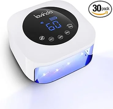 Lavinda UV LED Nail Lamp, Cordless Nail Lamp 54W Rechargeable Nail Dryer Gel Polish Light with Large LCD Display, Professional Gel Curing Lamp with 4 Timer Setting Auto Sensor for Salon and Home