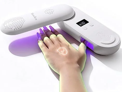 MelodySusie Compact Cordless UV Nail Lamp, P-PLUS20F with Innovative Rotatable Panel & UV Protection Design, Rechargeable UV Light Cures All Gels, Especially Rhinestone Glue & Liner Gel Polish Pink