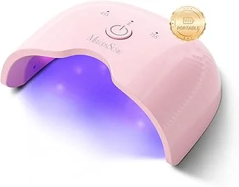 MelodySusie Mini Cordless UV Nail Lamp, P-ART06G Rechargeable Portable LED UV Light with Smart Sensor, 4-Finger Curing for All Soft Gels, Especially Half-Cured Gel, Base Coat & Top Coat, Pink