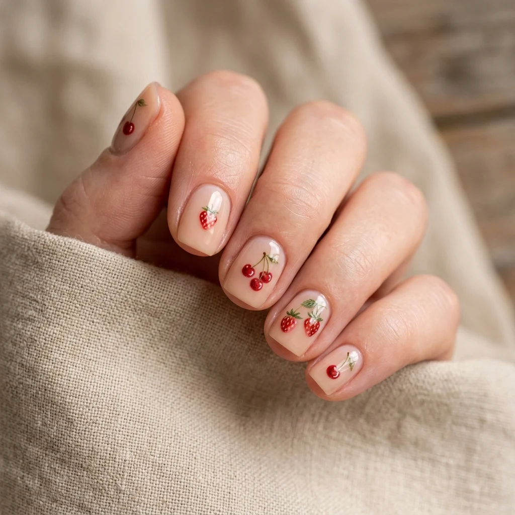 Micro Nail Art: The Rise of Minimalist Cherry & Fruit Accents