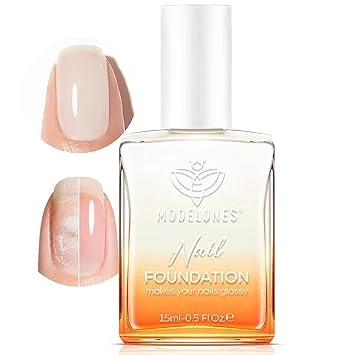 modelones Nail Strengthener, Milky White Nail Polish Nail Repair for Damaged Nails Hardener Quick Dry Nail Growth Polish Natural Nail Concealer Foundation Strengthening Polish Gifts for Women 15ml