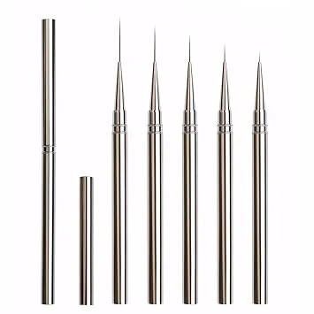 Nail Art Liner Brushes Set – 5PCS Long Thin Nail Brushes for Gel Nail Polish, Detail Painting & Striping – Professional Nail Art Brushes with Durable Metal Handles for Salon & DIY Manicure