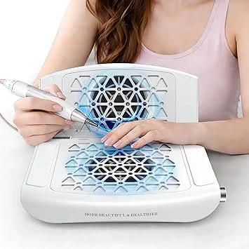 Nail Dust Collector, 2026 Upgrade 2800PA Professional Foldable Nail Vacuum Dust Collector Fan with Filter Papers (30 Pcs) for Acrylic Nail Polishing & Manicure at Nail Salon & Home - White