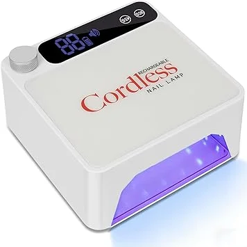 Rechargeable Cordless UV LED Nail Lamp, 86W UV Nail Light for Gel Polish & Acrylic Nails, Fast Curing Nail Light for Gel Nail, Metal Mirror Bottom, Auto Sensor, 39 LED Beads, Salon & Home Use (White)