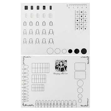 Segbeauty 2pcs Silicone Nail Mats, 16" Silicone DIY Nail Art Stamping Mats, Workspace Stamping Manicure Mat, Nail Polish Coloring Practice Pad, Nail Sticker Trainer Guide Table Cover Palette Tool