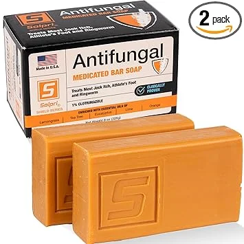 Shield 1% Clotrimazole Antifungal Soap Bar with Tea Tree Oil - Medicated Relief for Athletes Foot, Jock Itch, Ringworm - Foot Soap for Skin Fungus 4 oz (2-pack)