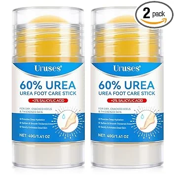 Uruses 2Pack Urea Cream 60% plus Salicylic Acid 2% Urea Foot Care Stick,Foot Cream for Foot Callus Remover, Feet Moisturizer Stick for Dry Cracked Heels, Hands, Knees,Hydrating Heel Balm, Easy To Use