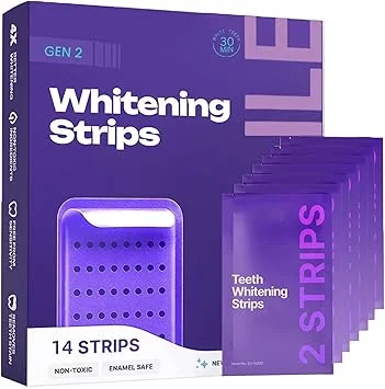 Whitening Strips, Viralaluna Purple Teeth Whitening Strips, Teeth Whitening Strips, Gentle Daily for Surface Stain Reduction & Natural Shine, Portable for Home or Daily Use (14pcs, M)
