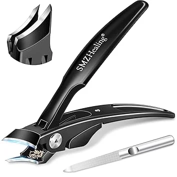 Wide Jaw Opening Anti-Splash Slanted Nail Clipper, Fingernail and Toenail Clippers Clippers for Ingrown Nails, Curved Toenail Clippers for Thick Nails, Household Slanted Nail Clippers